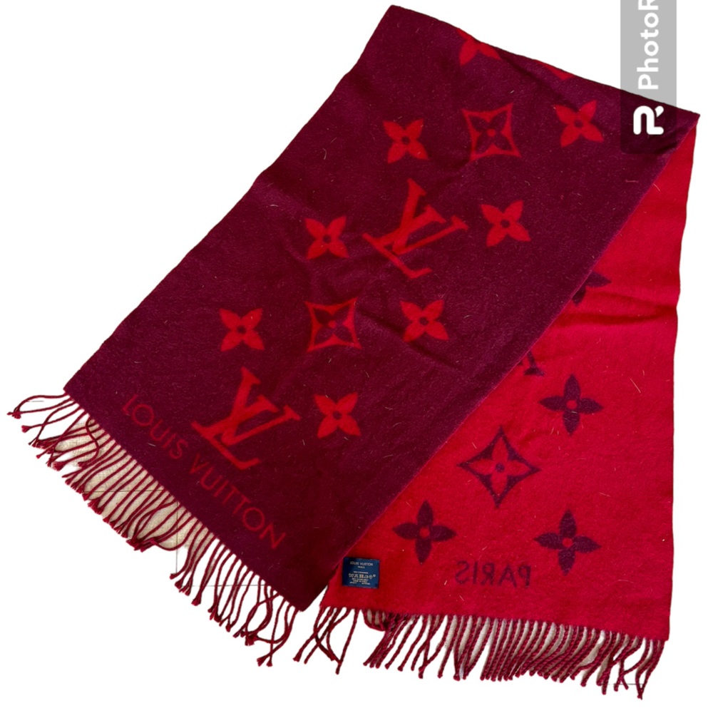 Louis Vuitton Red and Burgundy Scarf